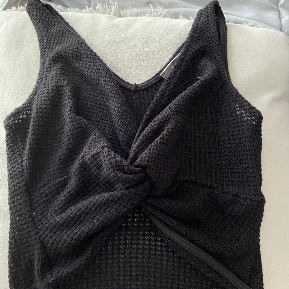 Blue blush knit tank top